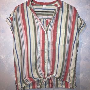 striped, tie button-up